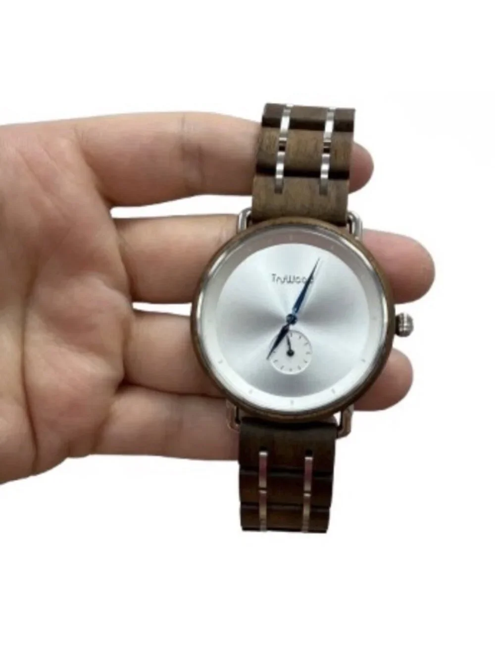 Truwood Titan Dune Walnut Wood Wrist Watch With Silver Metal Face